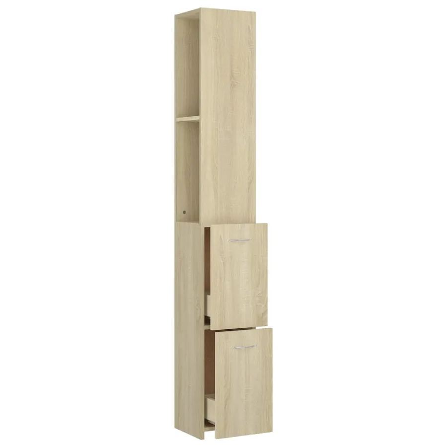 Armoire salle de bain chêne sonoma 25x26,5x170 cm - 6