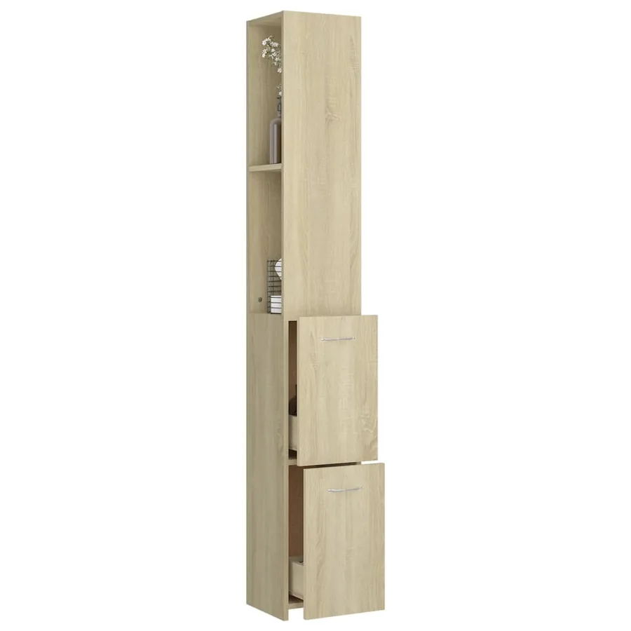 Armoire salle de bain chêne sonoma 25x26,5x170 cm - 7