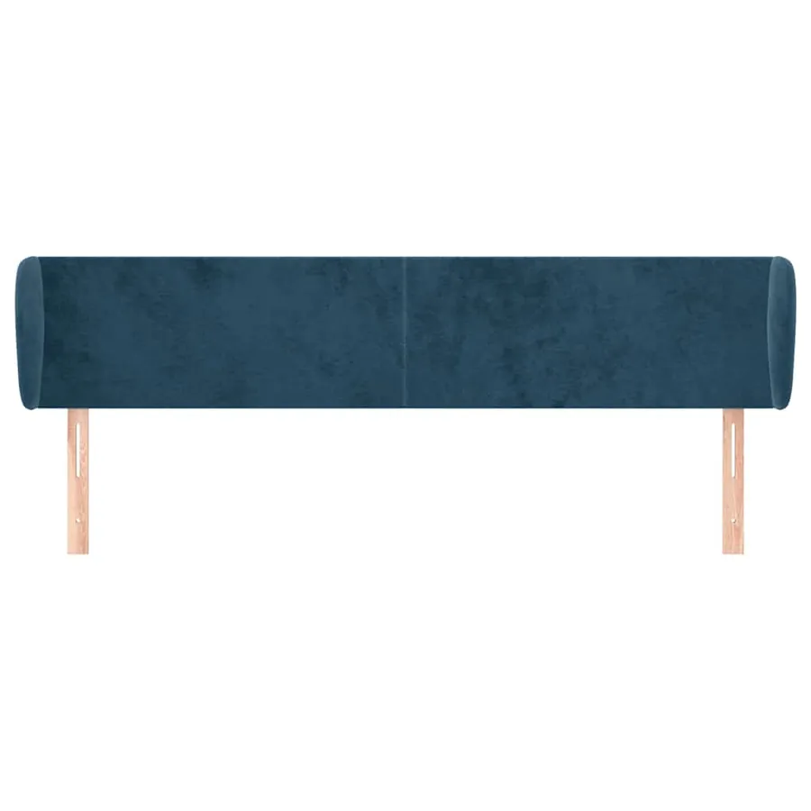 Tête de lit avec oreilles Bleu foncé 183x23x78/88 cm Velours - 3