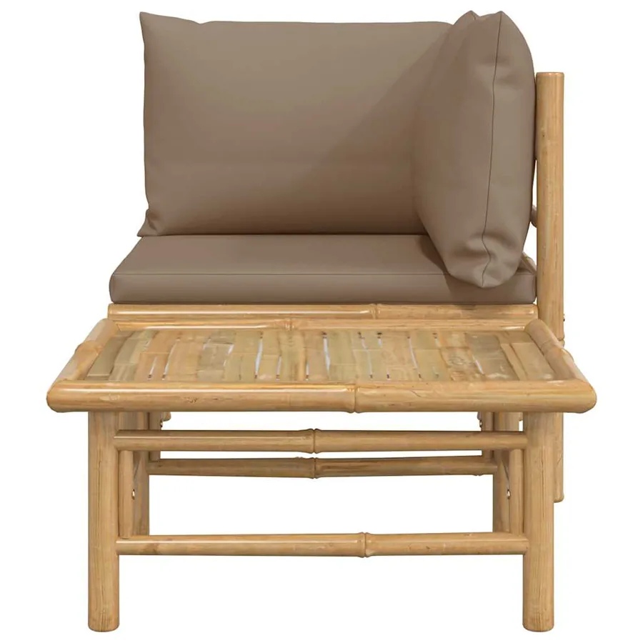 Salon de jardin 2 pcs avec coussins taupe bambou - 6