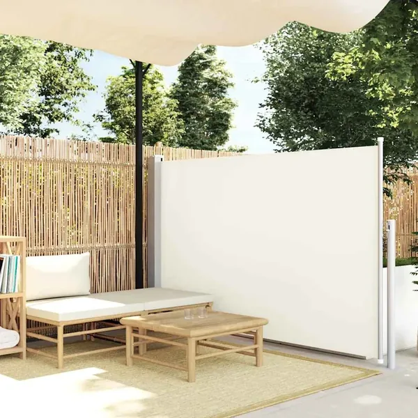 Auvent latéral rétractable de patio 140x500 cm Crème