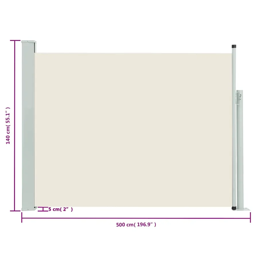 Auvent latéral rétractable de patio 140x500 cm Crème - 4