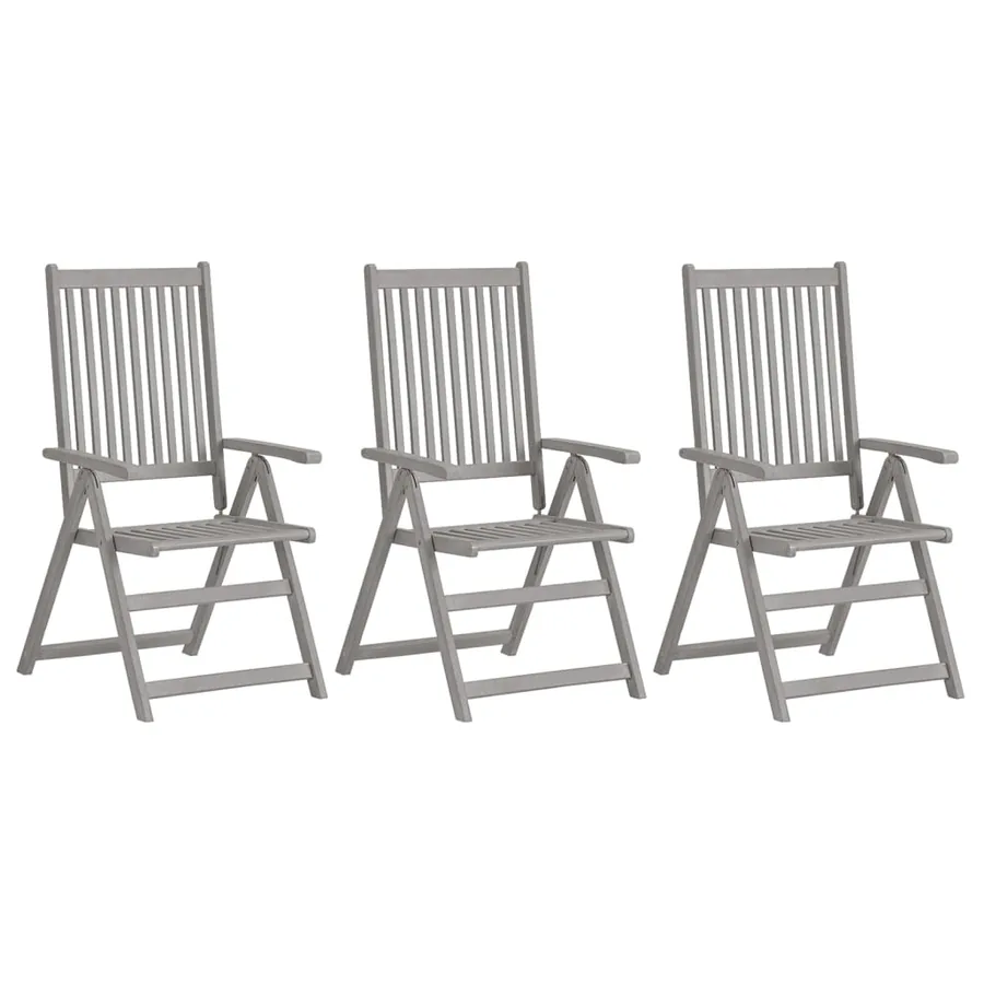 Chaises inclinables de jardin lot de 3 et coussins Bois acacia - 2