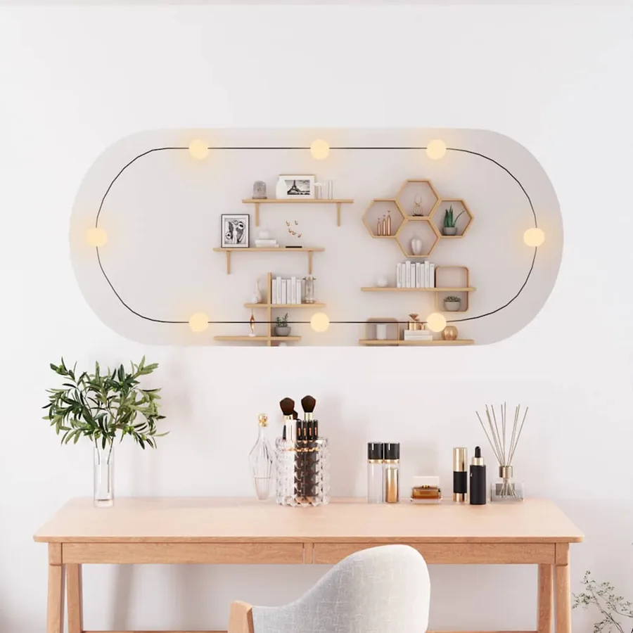 Miroir mural avec lumières LED 45x100 cm verre ovale - 3