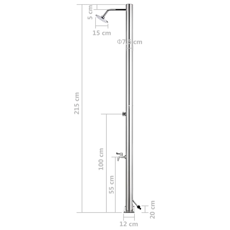 Douche de jardin avec base gris 220 cm Acier inoxydable - 17