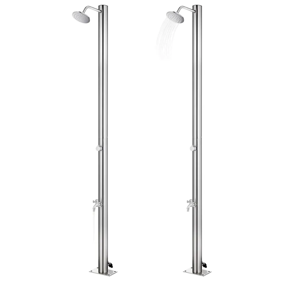 Douche de jardin avec base gris 220 cm Acier inoxydable - 2