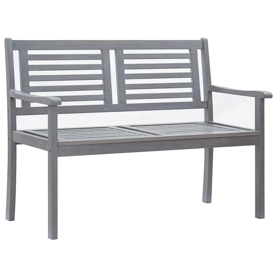 Banc de jardin 2 places avec coussin 120 cm Gris Eucalyptus - 2