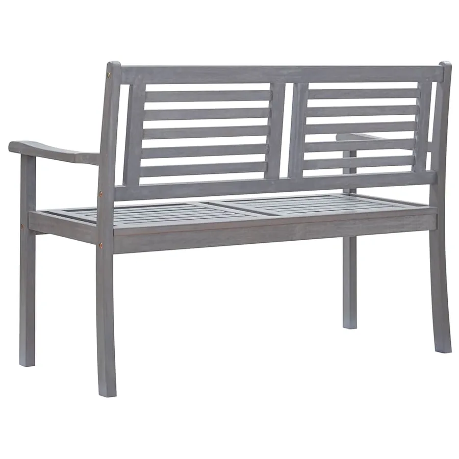 Banc de jardin 2 places avec coussin 120 cm Gris Eucalyptus - 4