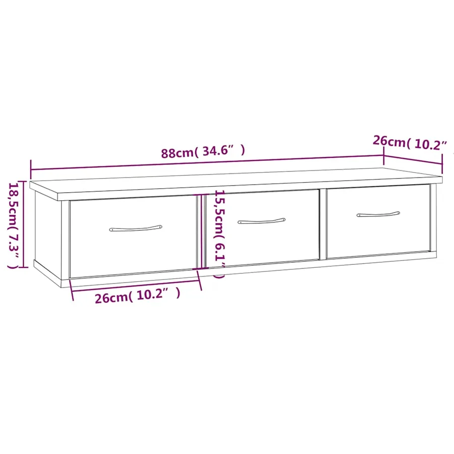 Armoire murale Sonoma gris 88x26x18,5 cm Bois d'ingénierie - 8