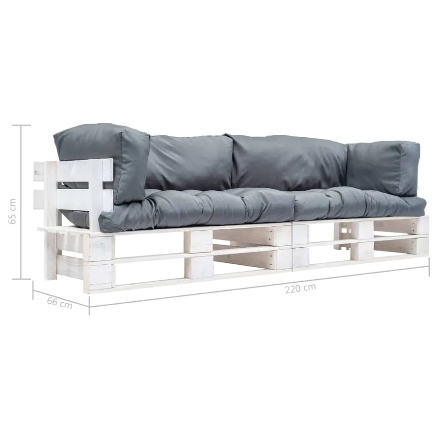 Canapés de jardin palette 2 pcs avec coussins Gris Pinède - 3