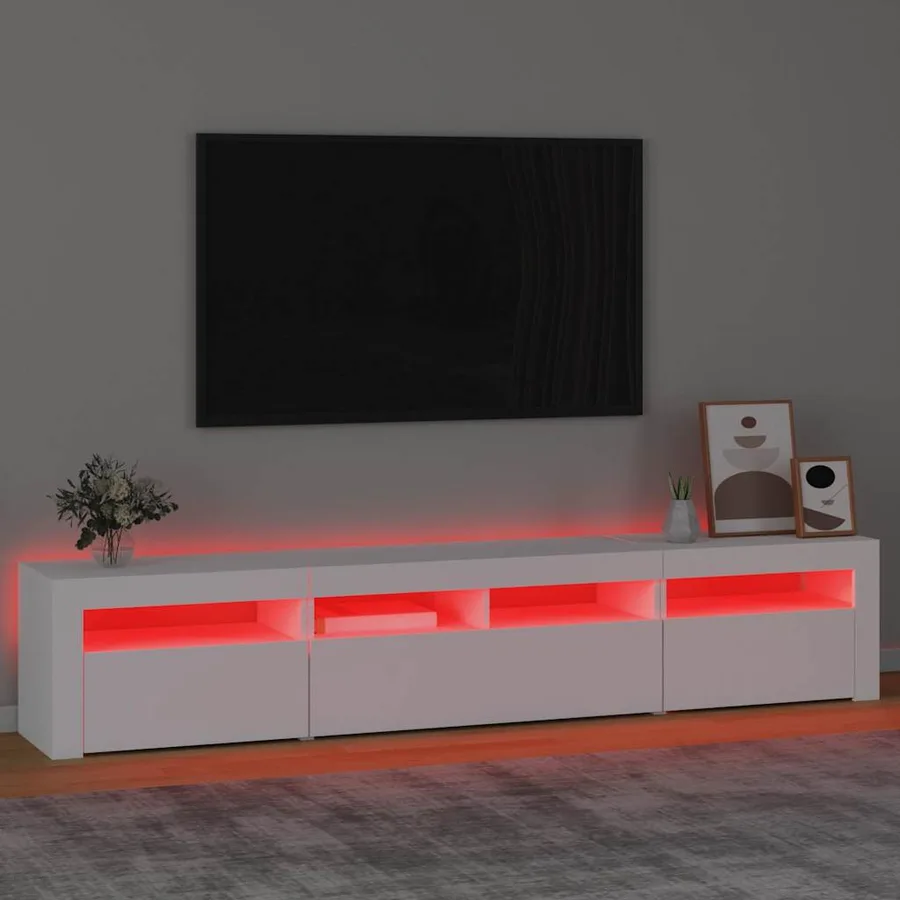 Meuble TV avec lumières LED Noir 210x35x40 cm - 5