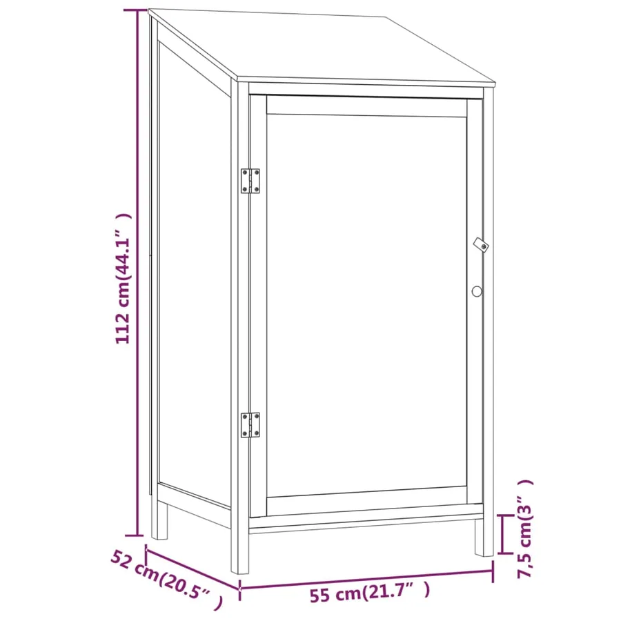 Remise de jardin Marron 55x52x112 cm Bois de sapin solide - 7