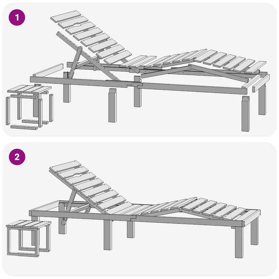 Chaise longue de jardin avec table Bois de pin imprégné - 10