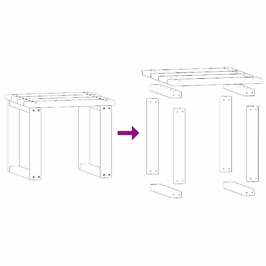 Chaise longue de jardin avec table Bois de pin imprégné - 11