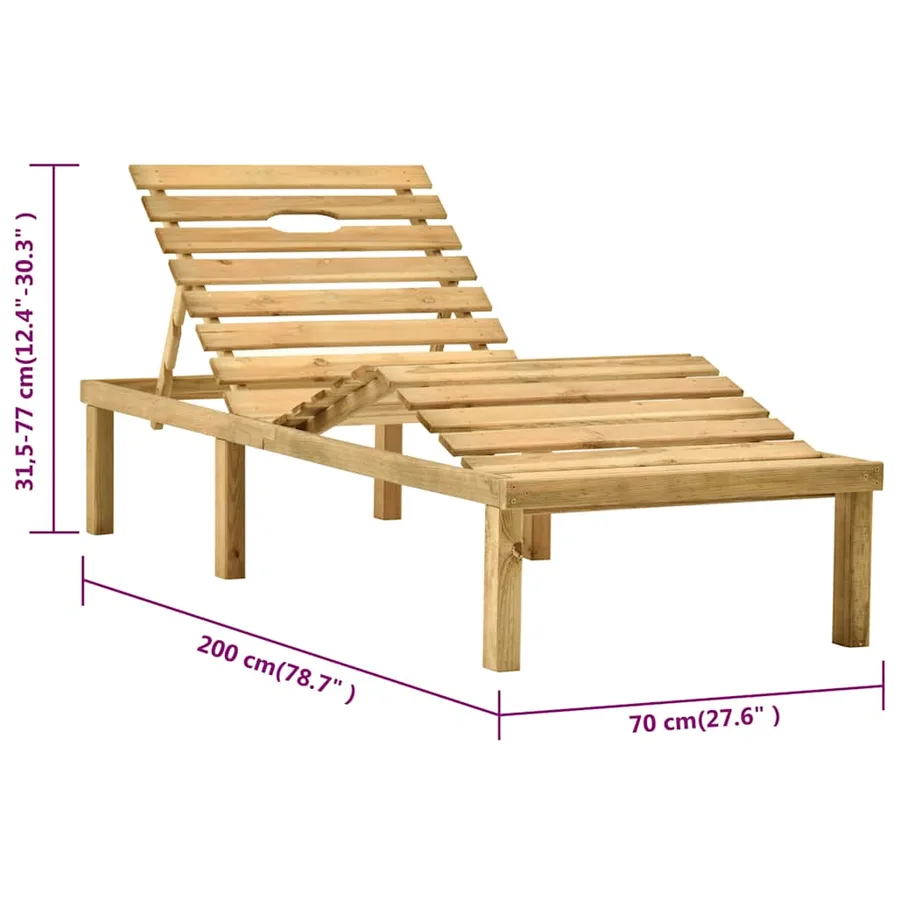 Chaise longue de jardin avec table Bois de pin imprégné - 12