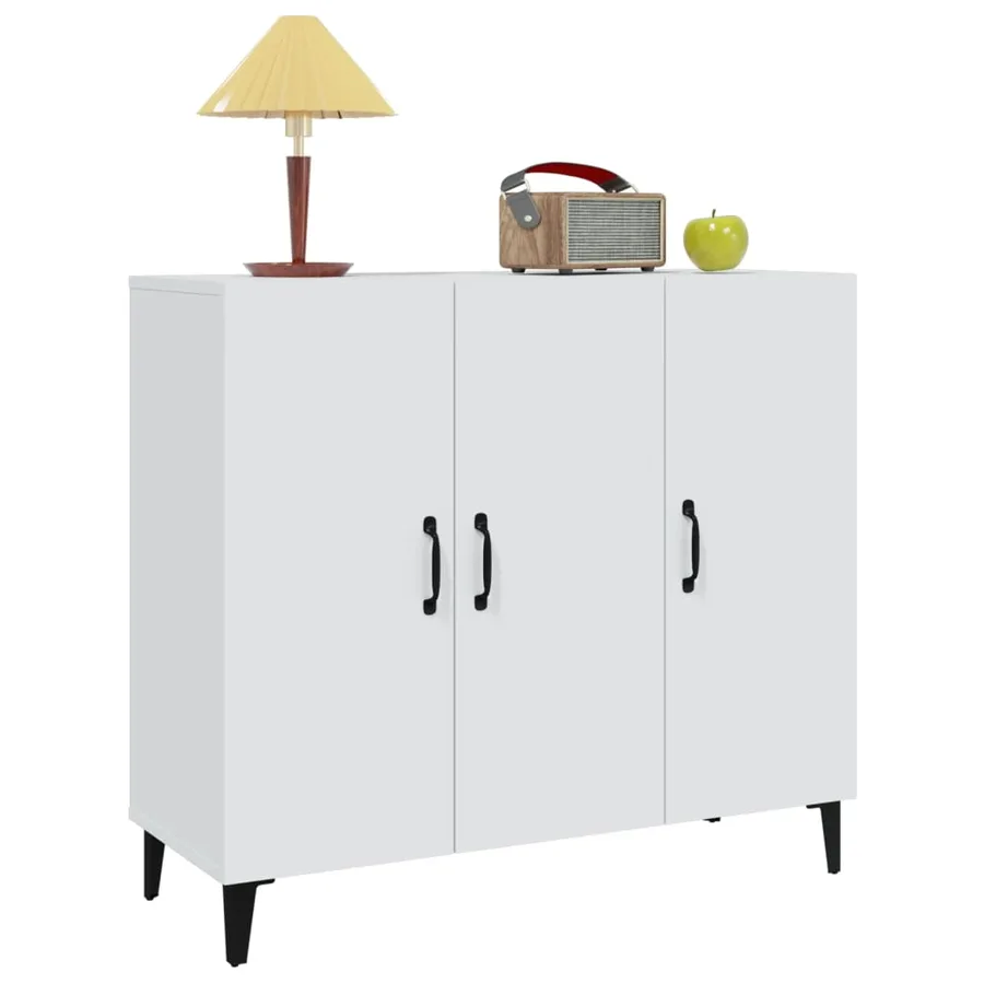 Buffet blanc 90x34x80 cm bois d'ingénierie - 4