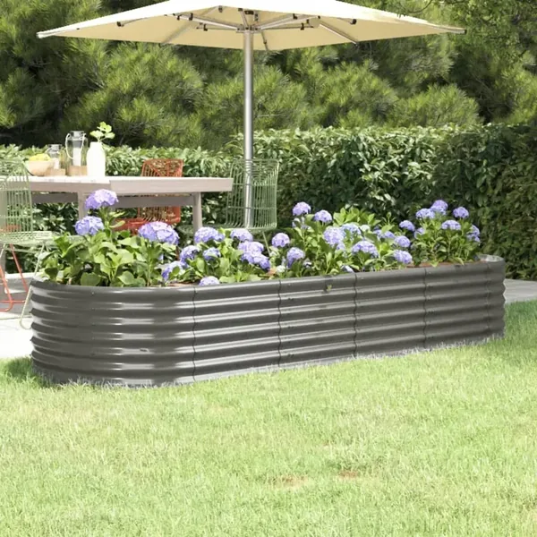 Lit surélevé de jardin Acier galvanisé 224x80x36 cm gris