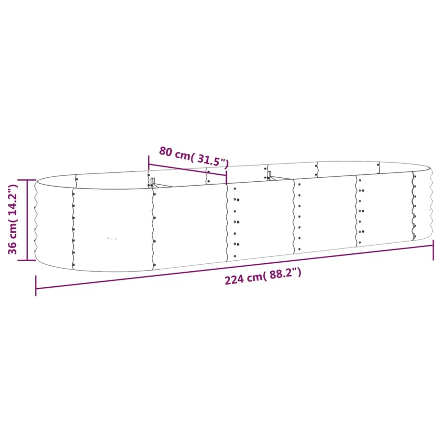 Lit surélevé de jardin Acier galvanisé 224x80x36 cm gris - 6