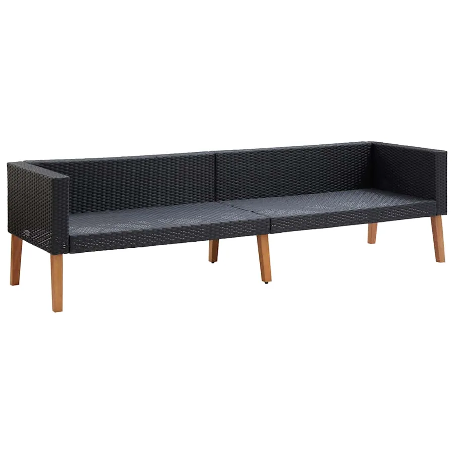 Canapé de jardin à 3 places avec coussins Résine tressée Noir - 4
