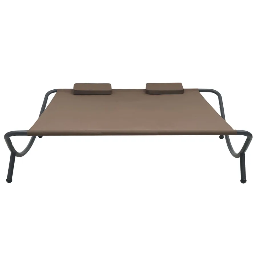 Chaise longue d'extérieur Tissu Marron - 2
