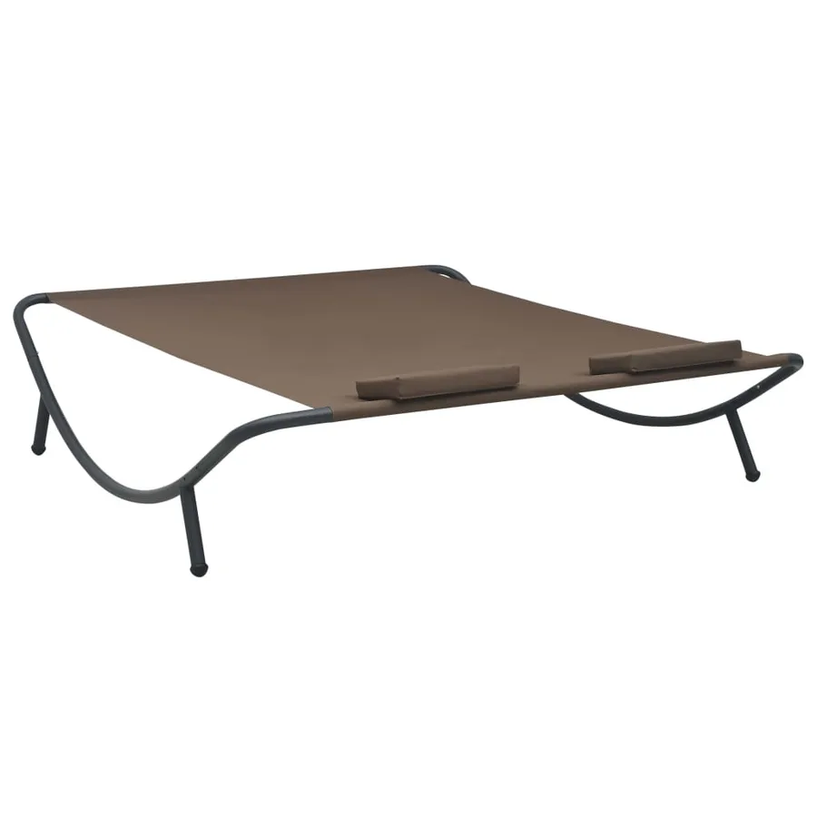 Chaise longue d'extérieur Tissu Marron - 4