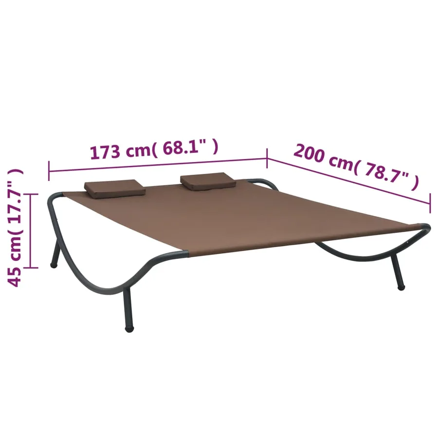 Chaise longue d'extérieur Tissu Marron - 7