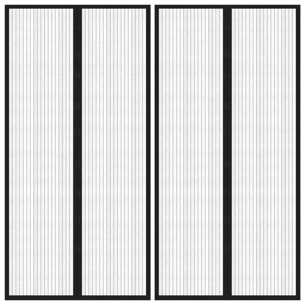 Rideaux de porte anti-insectes 2 pcs et aimants noir 220x100 cm