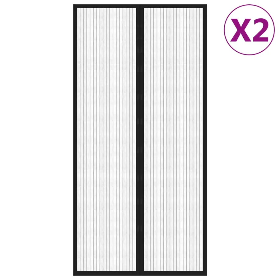 Rideaux de porte anti-insectes 2 pcs et aimants noir 220x100 cm - 2