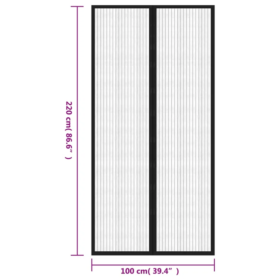 Rideaux de porte anti-insectes 2 pcs et aimants noir 220x100 cm - 8