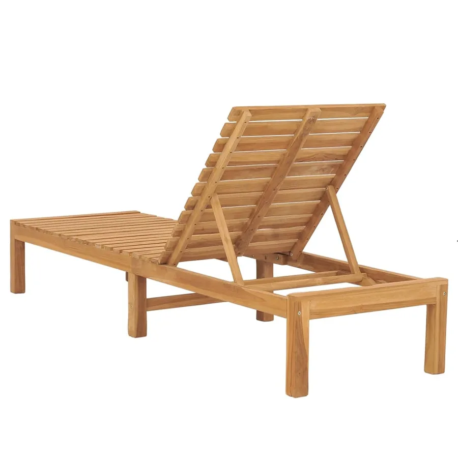 Chaise longue bois de teck solide - 4