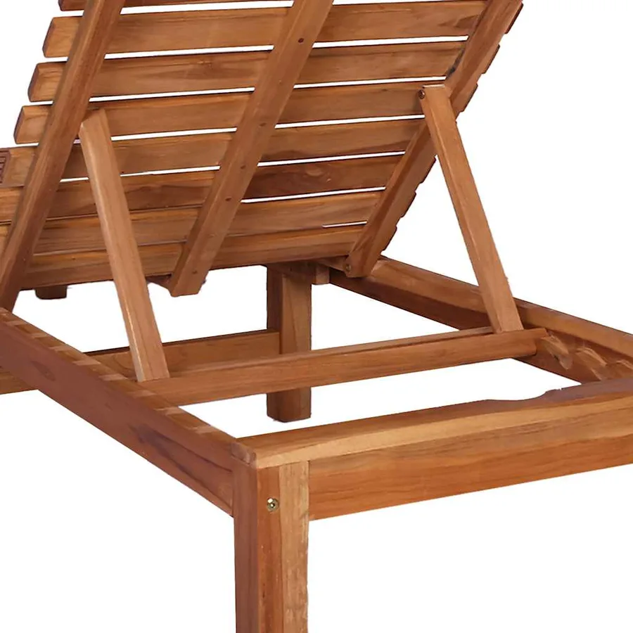 Chaise longue bois de teck solide - 6