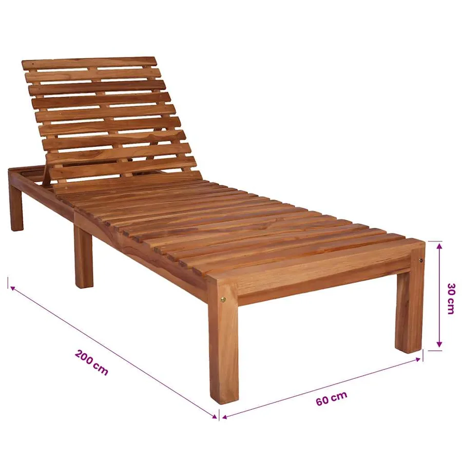 Chaise longue bois de teck solide - 7