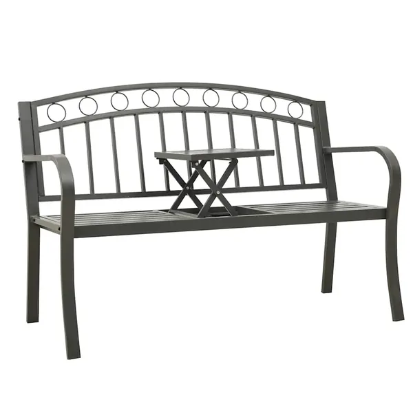 Banc de jardin avec table Gris 120 cm Acier