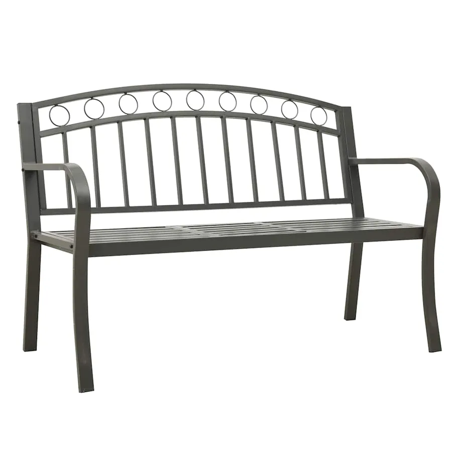 Banc de jardin avec table Gris 120 cm Acier - 2