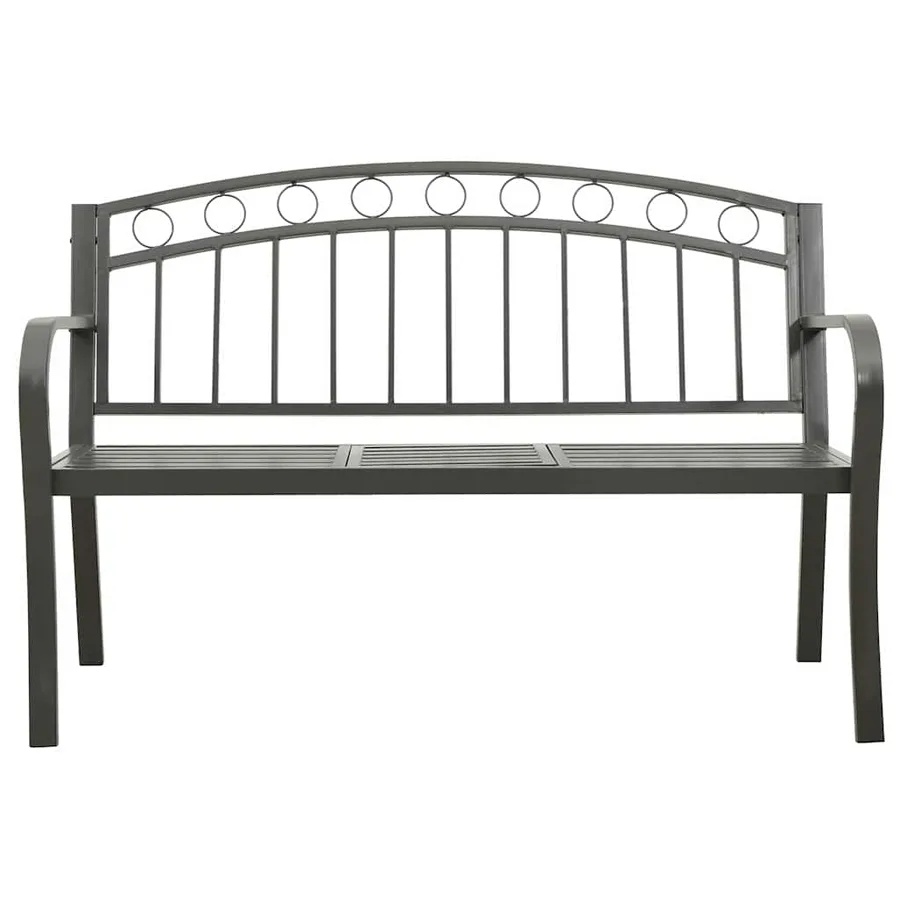 Banc de jardin avec table Gris 120 cm Acier - 3