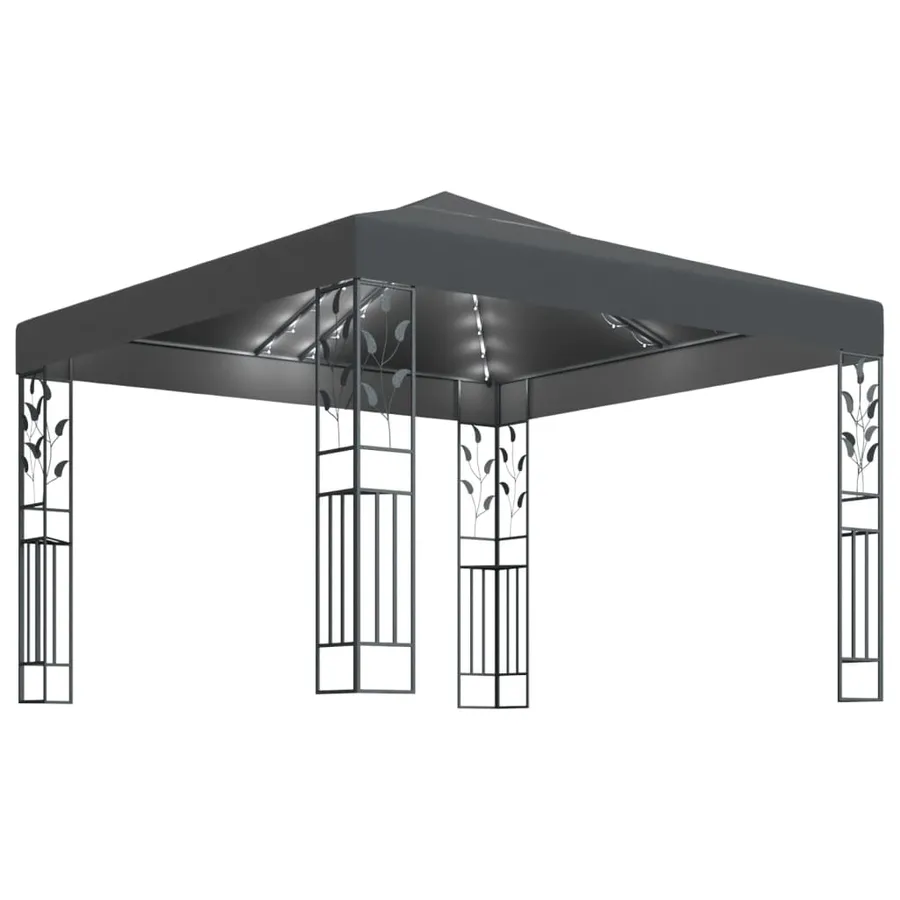 Tonnelle avec guirlande lumineuse à LED 3x3 m Anthracite - 2