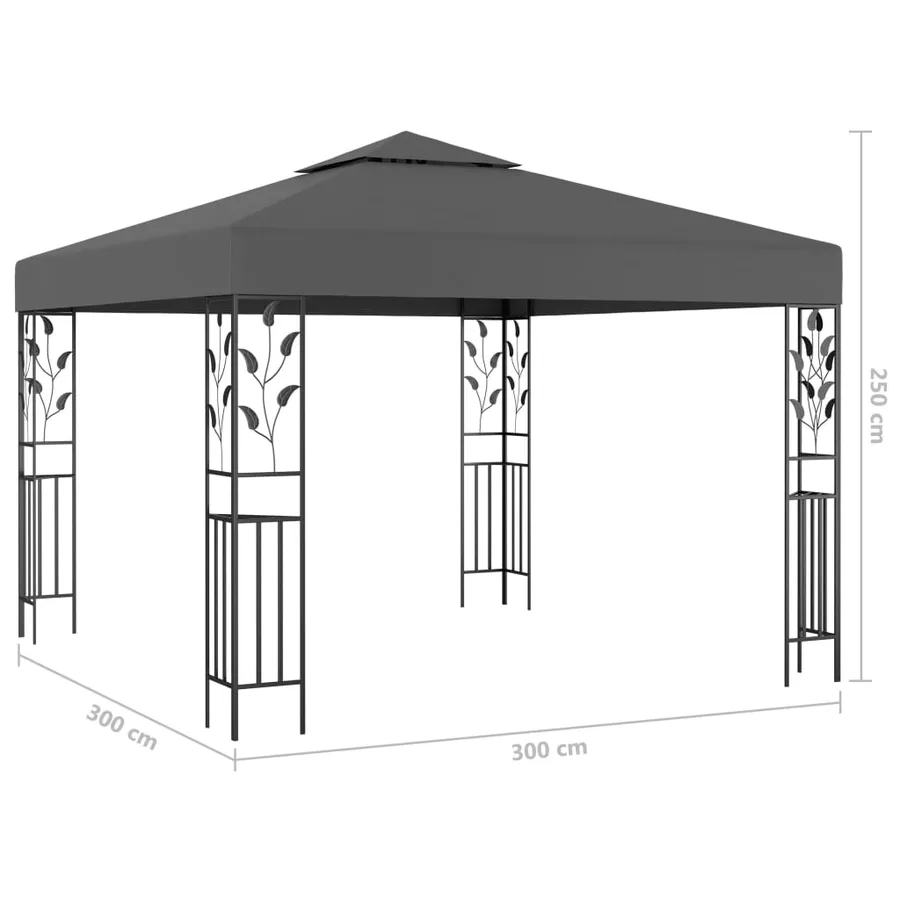 Tonnelle avec guirlande lumineuse à LED 3x3 m Anthracite - 9