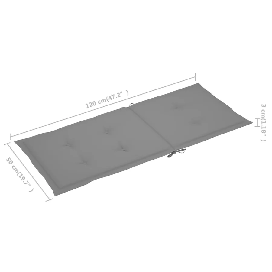 Chaises de jardin lot de 2 et coussins gris Bois de teck massif - 11