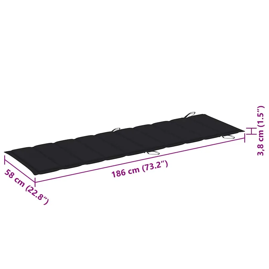 Chaises longues lot de 2 avec table et coussins Acacia solide - 20