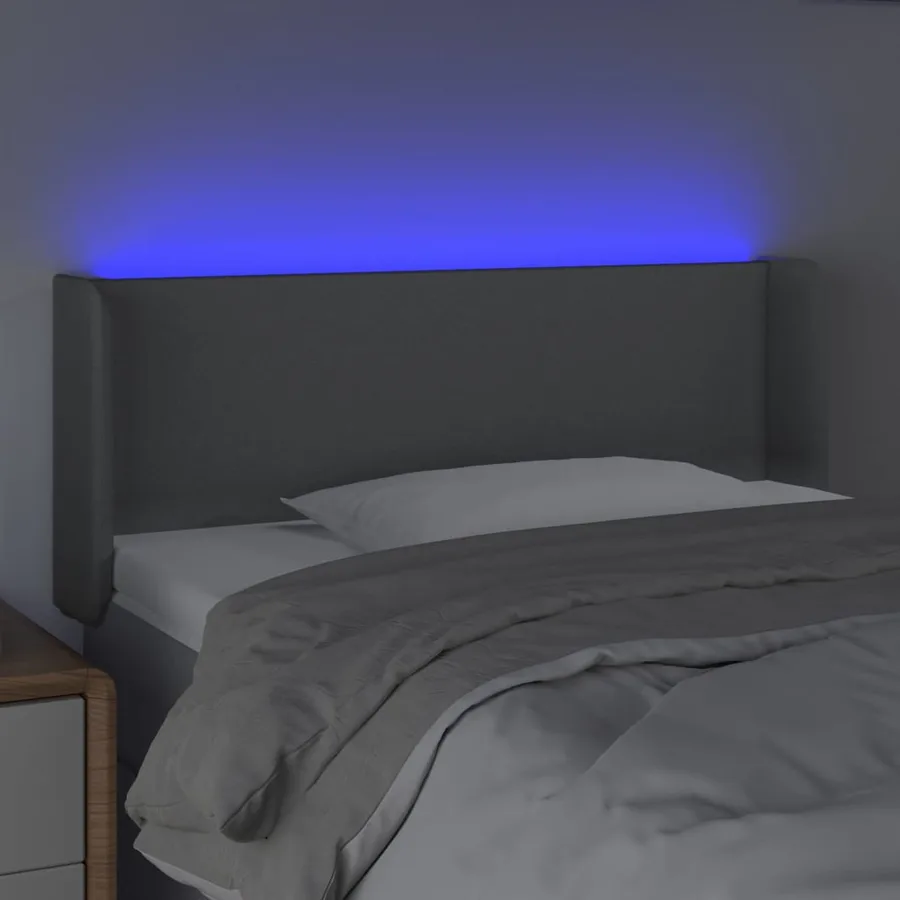 Tête de lit à LED Gris clair 83x16x78/88 cm Tissu - 4