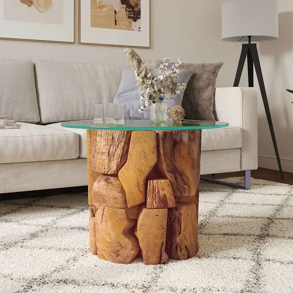 Table basse Bois flottant de teck massif 60 cm