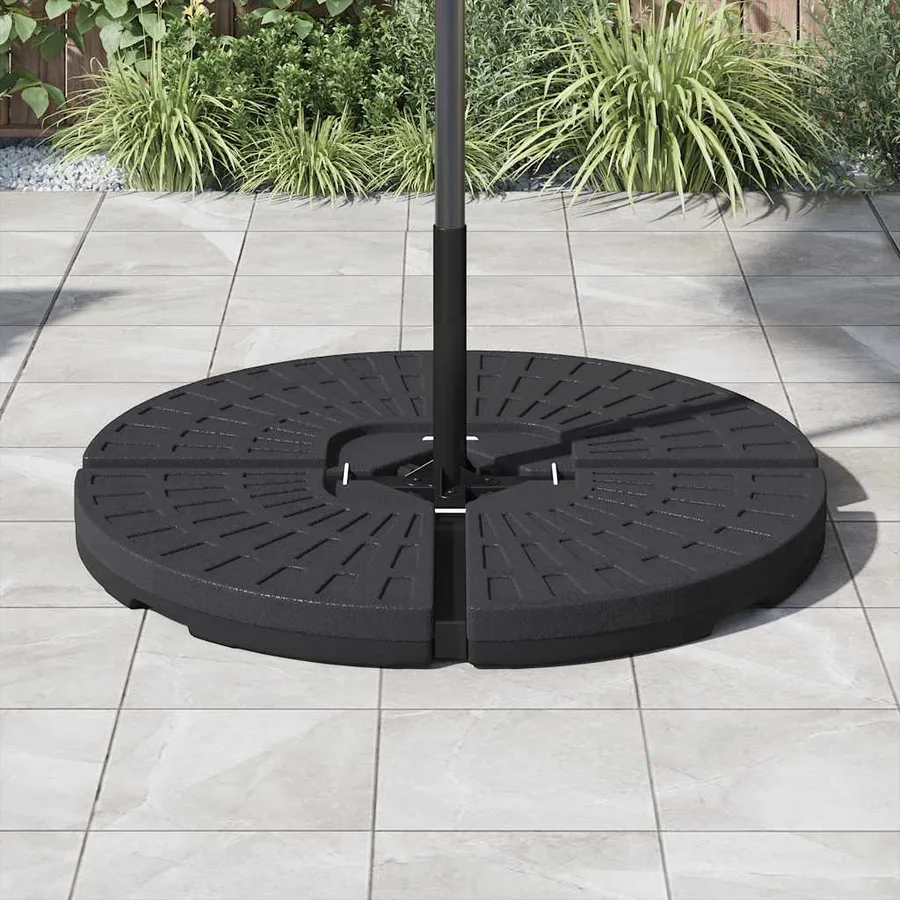 Socle de parasol en forme d'éventail 4 pcs Noir - 3