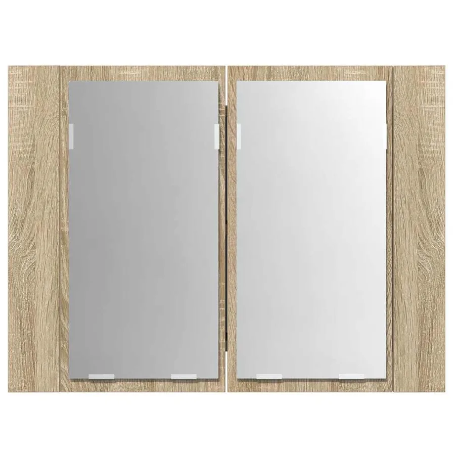 Armoire à miroir à LED de bain Chêne sonoma 60x12x45 Acrylique - 9