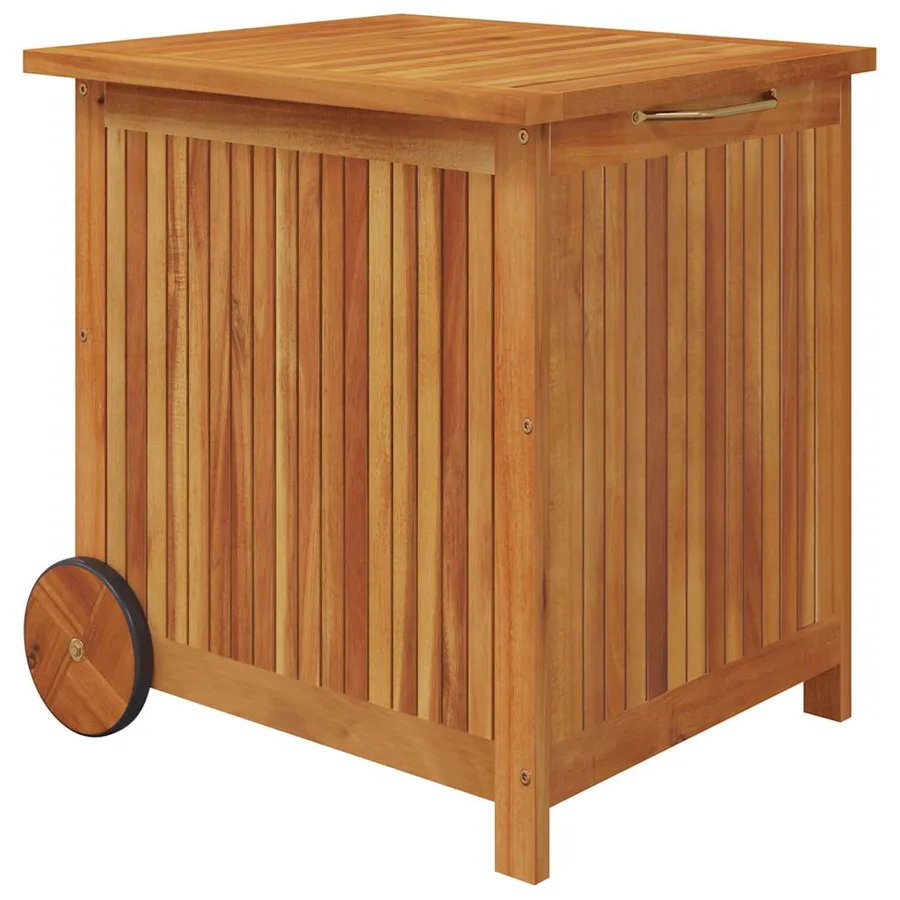 Boîte de rangement de jardin avec roues 60x50x58 cm Bois acacia - 2