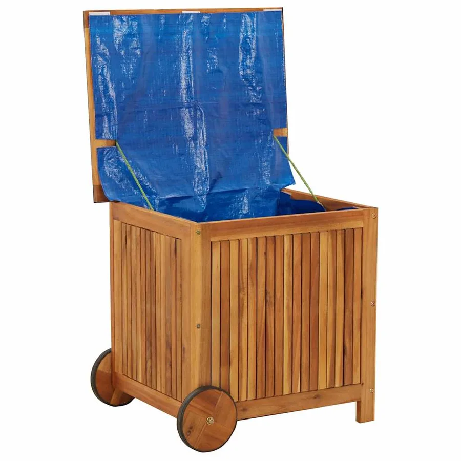 Boîte de rangement de jardin avec roues 60x50x58 cm Bois acacia - 6