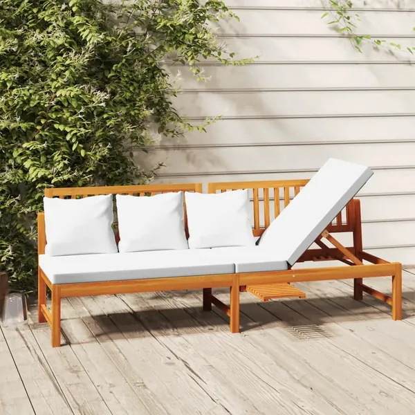 Lit de jour avec coussin crème 200x60x75cm Bois d'acacia solide