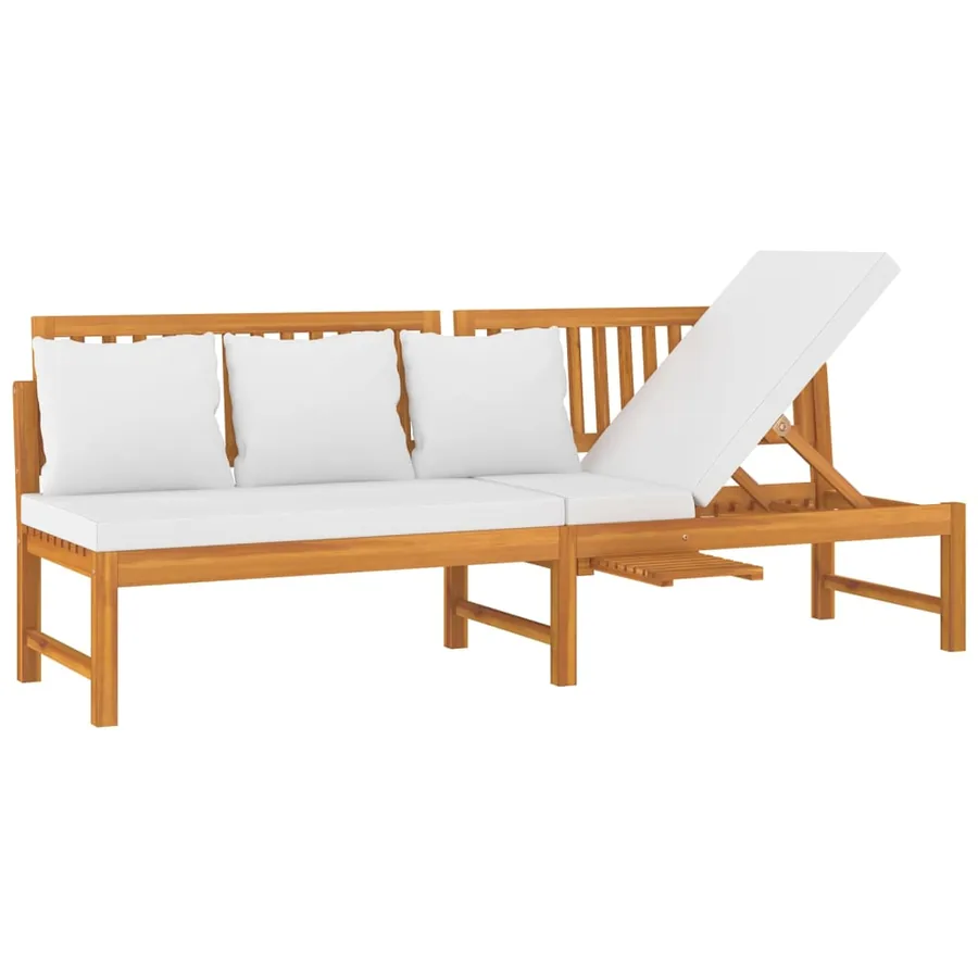 Lit de jour avec coussin crème 200x60x75cm Bois d'acacia solide - 2