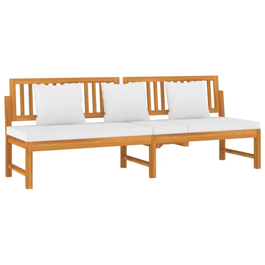 Lit de jour avec coussin crème 200x60x75cm Bois d'acacia solide - 3