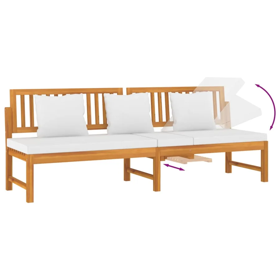 Lit de jour avec coussin crème 200x60x75cm Bois d'acacia solide - 6