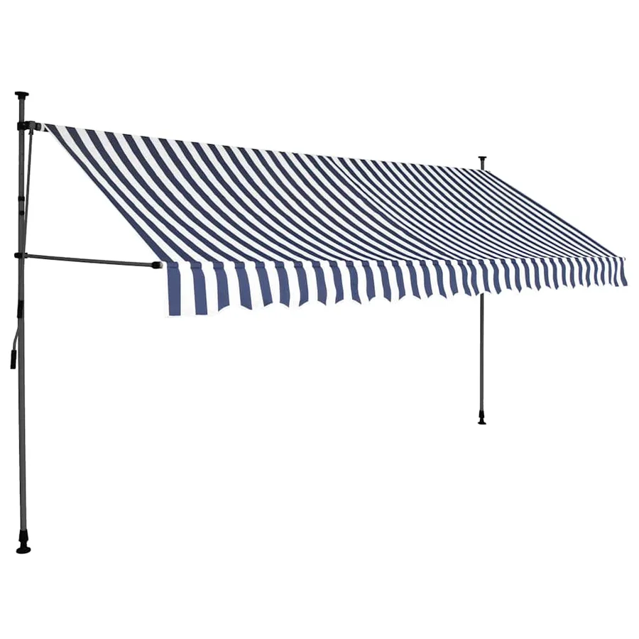 Auvent manuel rétractable avec LED 400 cm Bleu et blanc - 2